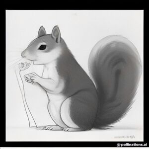 A profile view of a friendly squirrel, holding a sign with "ColoringMe" written in white bubble letters, in profile, in a underwater coral reef kingdom, surrealist style