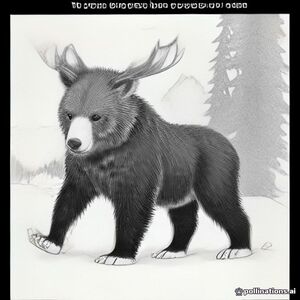 a bear cub riding a moose in the woods