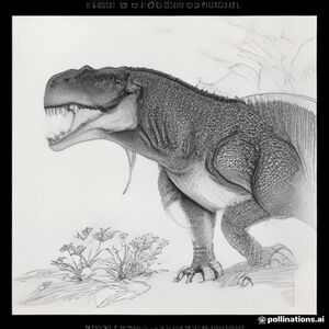 A profile view of A cute T-Rex exploring a prehistoric jungle. in profile,color page with bold outlines
