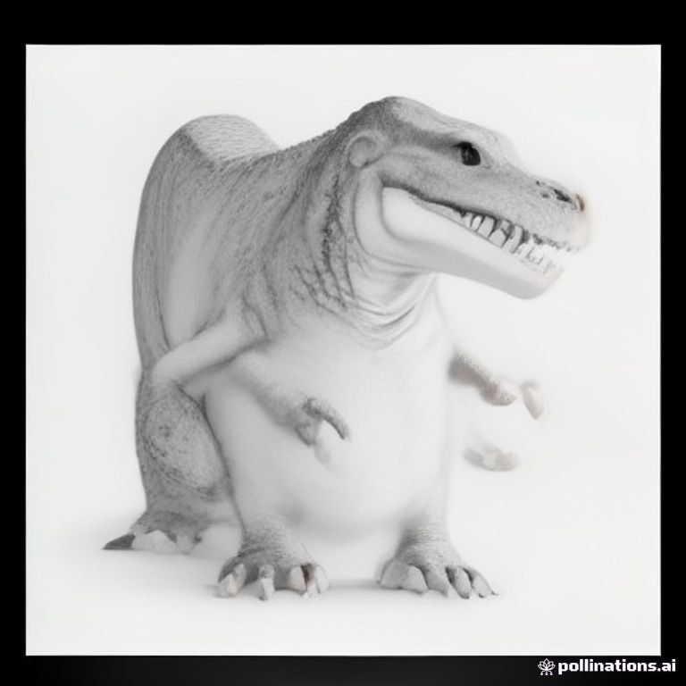 A cute baby T-Rex standing and smiling, tiny arms, big friendly eyes, short legs, simple friendly pose.