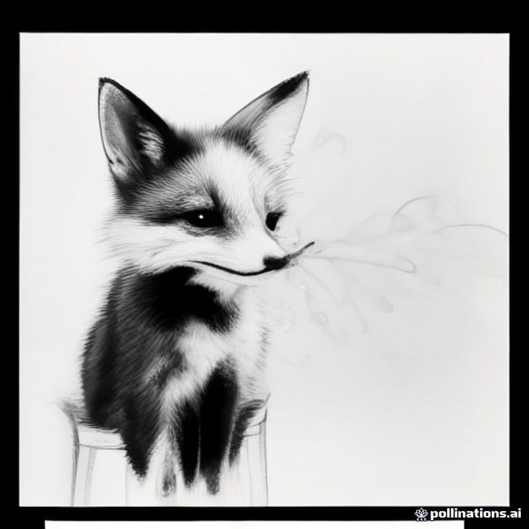 a fox drinking tea seating on a chair
