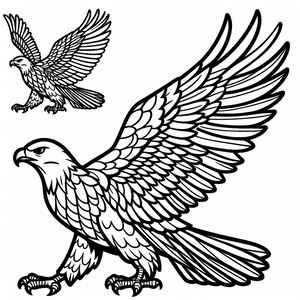 A black and white drawing of an eagle 4