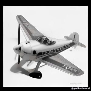A friendly seaplane (floatplane) on water with a happy face, simple waves, black and white