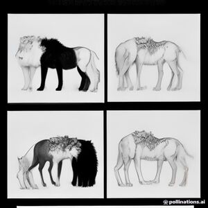 A profile view of a pack of lions in the Savana with some deers and a girrafe
