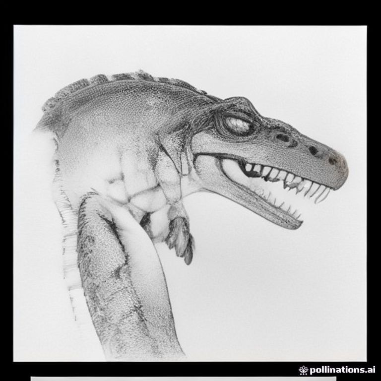 A profile view of a friendly dinosaur, holding a sign with "ColoringMe" written in white bubble letters, in profile, in a underwater coral reef kingdom, surrealist style
