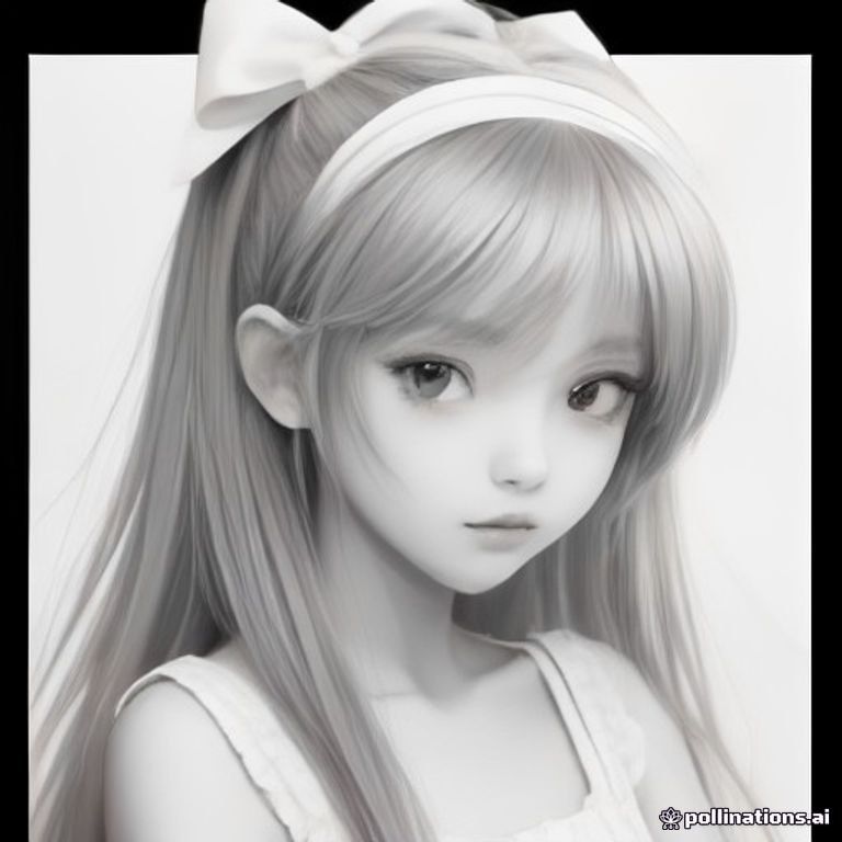 a close up of a anime girl with a headband with a bow her hair is in a bun