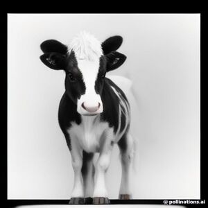A large cute baby cow standing happily on a peaceful farm, with a small simple barn, a few flowers and grass around it. The cow is the main subject and fills most of the page. Adorable friendly face, simple cartoon style, large simple shapes, very easy for children ages 3–8 to color. Thick bold smooth black outlines, clean line art, large open coloring areas, minimal details, pure white background, black and white only, no color, no gray, no shading, no gradients, no tiny details, no text, no watermark. Professional printable children's coloring book page, portrait US Letter 8.5 x 11 inches, high resolution, centered composition, generous margins.