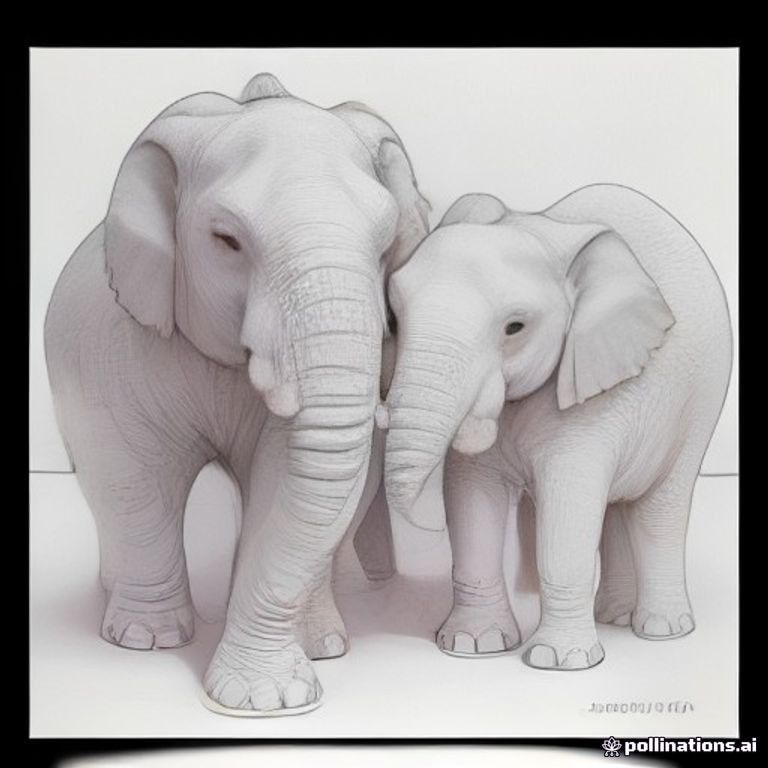 Black line art on white background. Two elephants share tea on a cozy sofa with small cakes on a side table. Outlines define cushions, teacups, and warm room details