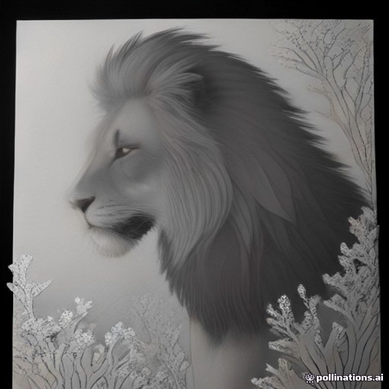A profile view of a friendly Lion, in profile, in a underwater coral reef kingdom, surrealist style