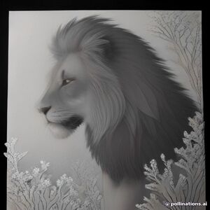 A profile view of a friendly Lion, in profile, in a underwater coral reef kingdom, surrealist style