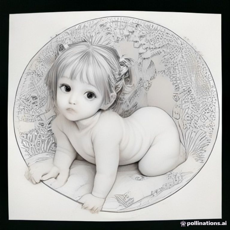 Kids coloring page, cute 3D-cartoon jungle scene: a baby girl "Lolo" with short hair and a knit hat with a pompom peeking from behind, a lion cub with a fluffy mane, a small monkey, a white kitten, a puppy with floppy ears, a baby elephant, a spotted cow, and a duckling, all standing together and waving. A small snake curls near the kitten's feet. Background of tall jungle tree trunks, twisting vines, big banana leaves and grass. Thick clean black outlines, white background, no color, no shading, no gray fill.