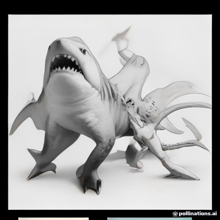 a shark and a dinosour fighting (super realistic)