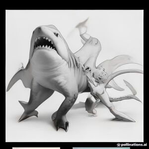 a shark and a dinosour fighting (super realistic)