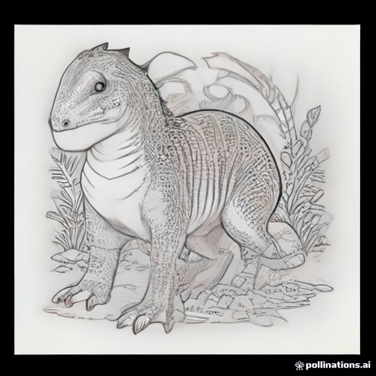 cute detailed dinosaurs + thick clean outlines + rounded frame + lots of little plants, rocks, scales, patterns, and background details. make it a printable pdf 