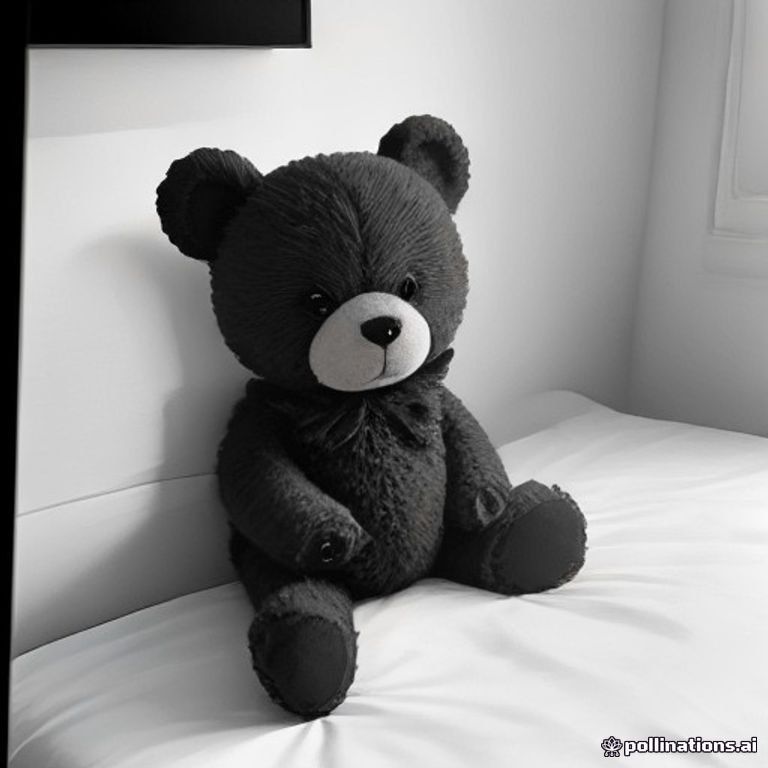 Cute teddy bear sitting on a cozy bed in a charming children’s bedroom, hugging a heart-shaped pillow, surrounded by toys, books, a rocking horse, toy basket, small bookshelf, window with trees outside, bedside table and lamp, stars and hearts decorations, kawaii children’s coloring book style, clean bold black outlines, white background, no colors, no shading, no text, simple shapes, lots of areas to color.