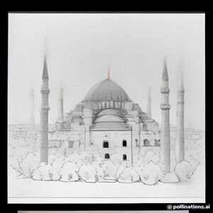 A cozy cute Istanbul mosque on a quiet street,cute mosque with one minaret and a small dome, traditional cute  and cozy Ottoman-inspired architecture, tiny cute surrounding houses, cute flower pots, cute hanging lanterns, cute cats sitting near the entrance, a few cute pigeons, cozy cobblestone street, peaceful evening atmosphere,
