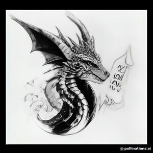 A profile view of a friendly dragon, holding a sign with "Fazzy Khan" written in white bubble letters, in profile, in a underwater coral reef kingdom, surrealist style