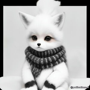 A cute baby fox wearing a cozy Christmas scarf, sitting beside a small decorated Christmas tree, simple black and white coloring book illustration for children ages 4–8, bold clean outlines, large easy-to-color spaces, white background, no shading, no grayscale, no text, no watermark.