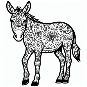 Một bản vẽ đen trắng của một con lừa