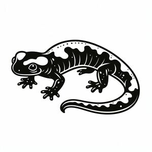 A black and white drawing of a lizard 2
