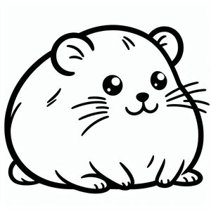 A black and white drawing of a hamster