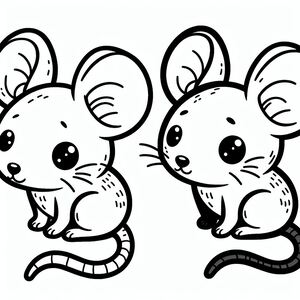 Hai chú chuột hoạt hình ngồi cạnh nhau