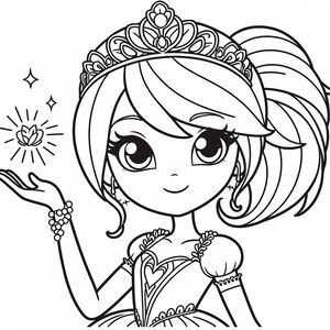 Một cô gái với vương miện cầm cây đũa phép lấp lánh