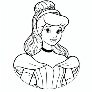 A coloring page of a princess with long hair