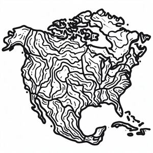 A black and white drawing of a map of india