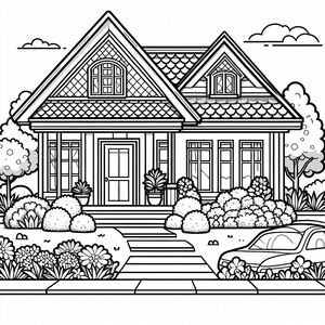 A house with a car parked in front of it