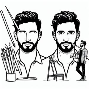 A black and white drawing of two men