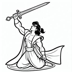 A man in a kimono holding a sword