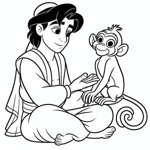 A cartoon character holding a monkey