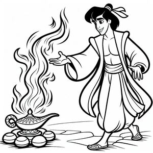 A cartoon character cooking food on a grill