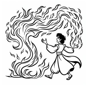 A drawing of a woman with a fire in her hand