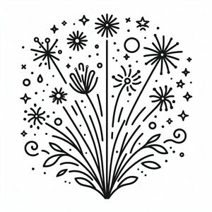 Bản vẽ đen trắng của pháo hoa