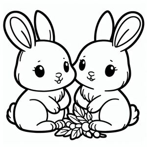 Two Rabbits Are Playing Together