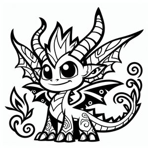 A black and white drawing of a dragon