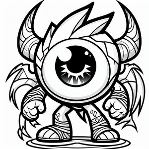 A black and white drawing of a cartoon character 4