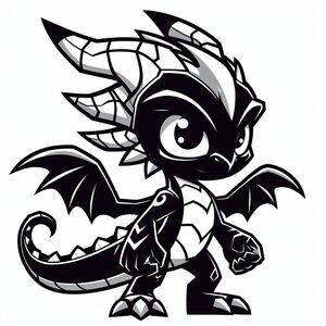 A black and white drawing of a dragon 4