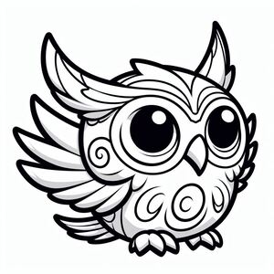 A black and white owl with big eyes