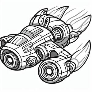 A drawing of a toy car with two wheels