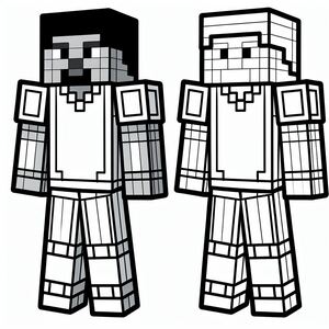 Hình ảnh đen trắng của một nhân vật minecraft