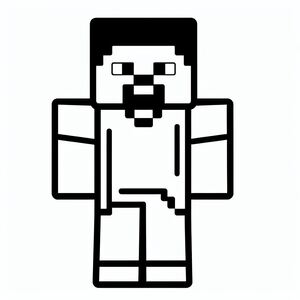A black and white image of a minecraft character 2