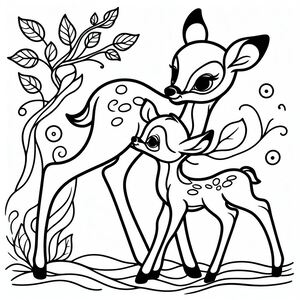 Một con nai và một con nai con trong rừng