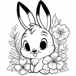A cute bunny with flowers on it's head