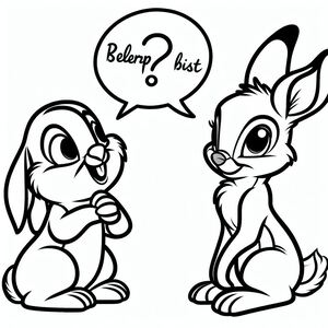 Một con thỏ hoạt hình và một con thỏ với bong bóng bong bóng bong bóng bong