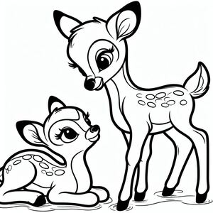 Một con nai và một con hươu con trang màu