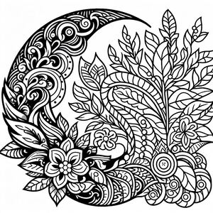 A black and white drawing of a crescent