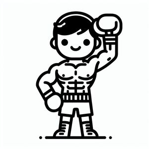 Một bức vẽ của một người đàn ông với một chiếc găng tay đấm bốc